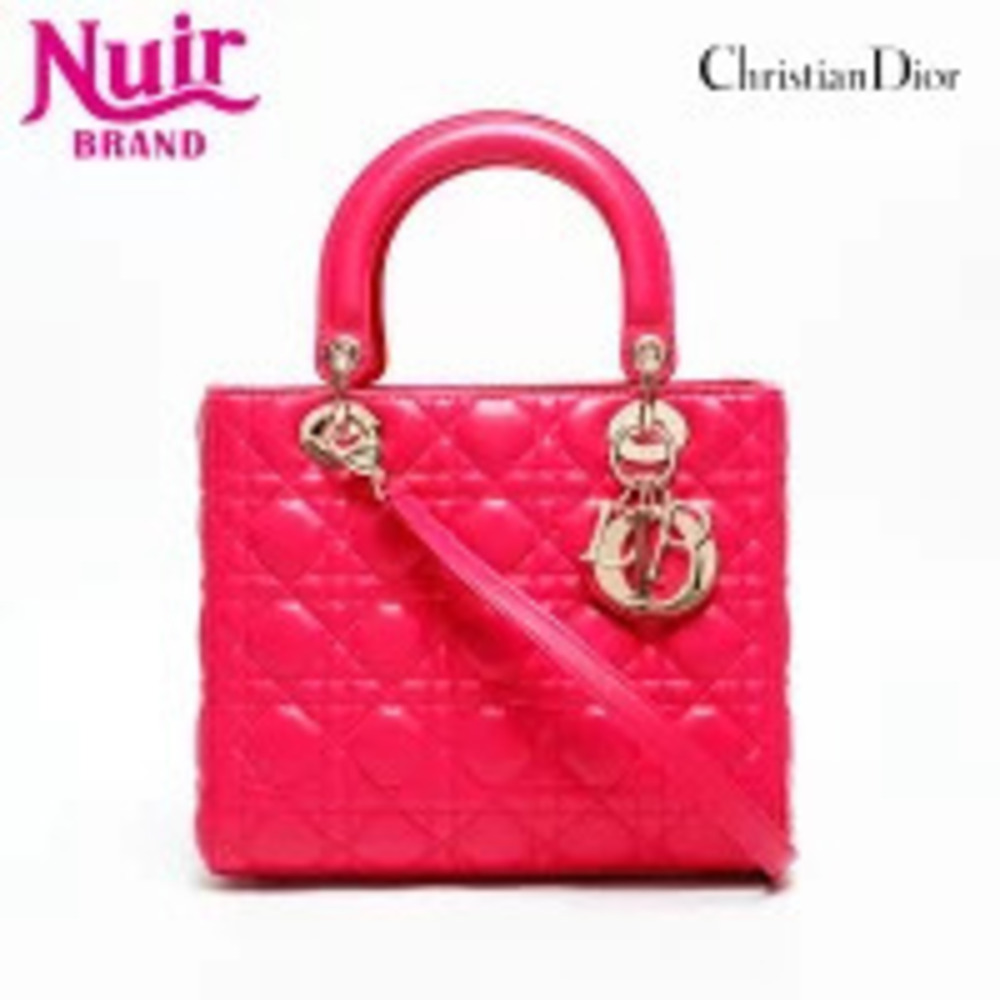 Christian Dior Lady Lambskin Shoulder Bag Pink